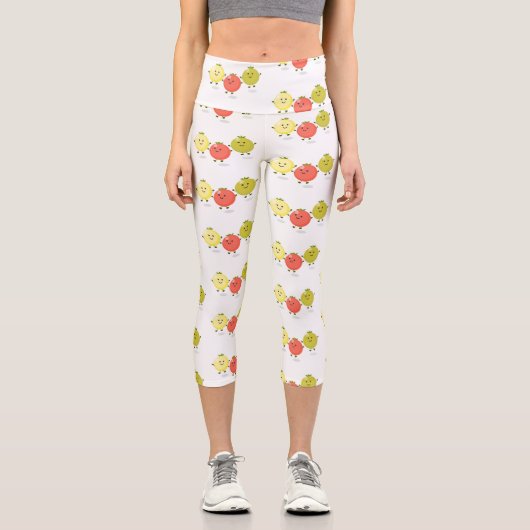 かわいいさくらんぼトマト漫画イラストレーション カプリレギンス (正面)