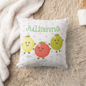 かわいいさくらんぼトマト漫画イラストレーション クッション (ブランケット)