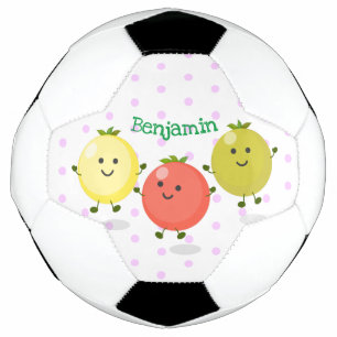 かわいいさくらんぼトマト漫画イラストレーション サッカーボール