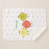 かわいいさくらんぼトマト漫画イラストレーション シェルパブランケット (正面(横))