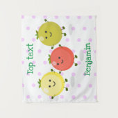 かわいいさくらんぼトマト漫画イラストレーション タペストリー (正面)