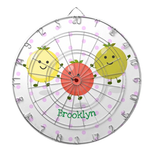 かわいいさくらんぼトマト漫画イラストレーション ダーツボード (正面)