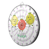 かわいいさくらんぼトマト漫画イラストレーション ダーツボード (正面右)