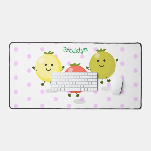かわいいさくらんぼトマト漫画イラストレーション デスクマット (キーボード&マウス)