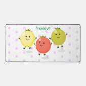 かわいいさくらんぼトマト漫画イラストレーション デスクマット (正面)