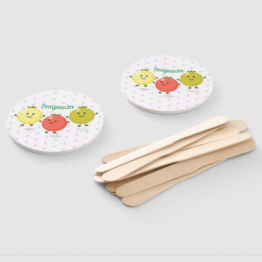 かわいいさくらんぼトマト漫画イラストレーション ハンドファン (組立なし)