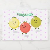 かわいいさくらんぼトマト漫画イラストレーション フードラベル (シングルラベル)