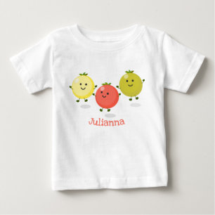 かわいいさくらんぼトマト漫画イラストレーション ベビーTシャツ