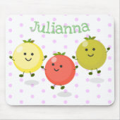 かわいいさくらんぼトマト漫画イラストレーション マウスパッド (正面)