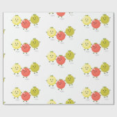 かわいいさくらんぼトマト漫画イラストレーション ラッピングペーパー (フラット)