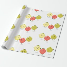 かわいいさくらんぼトマト漫画イラストレーション ラッピングペーパー