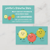 かわいいさくらんぼトマト漫画イラストレーション 名刺 (正面/裏面)