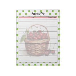 かわいいさくらんぼレシピメモ帳 ノートパッド