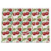 かわいいさくらんぼヴィンテージをテーマにしたパターン ラージペーパーバッグ (正面)