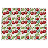 かわいいさくらんぼヴィンテージをテーマにしたパターン ラージペーパーバッグ (裏面)