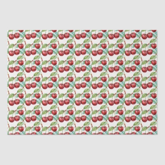 かわいいさくらんぼヴィンテージをテーマにしたパターン 薄葉紙 (正面)