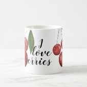 かわいいさくらんぼ水彩手色彩の鮮やかモノグラムの コーヒーマグカップ (中央)