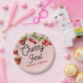 かわいいさくらんぼ第1位ガーリー誕生日ピンク ペーパープレート (パーティー)