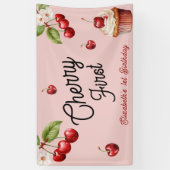かわいいさくらんぼ第1位ガーリー誕生日ピンク 横断幕 (縦)