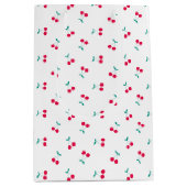 かわいいさくらんぼ美学さくらんぼパターンホワイト ミディアムペーパーバッグ (正面)