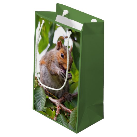 かわいいさくらんぼ選び東灰色リス スモールペーパーバッグ (裏面アングル)
