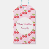 かわいいさくらんぼ1歳の誕生日パーティー ギフトタグ (正面)