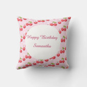 かわいいさくらんぼ1歳の誕生日パーティー クッション (裏面)