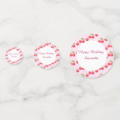 かわいいさくらんぼ1歳の誕生日パーティー コンフェッティ (裏面)