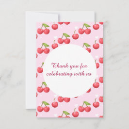 かわいいさくらんぼ1歳の誕生日パーティー サンキューカード