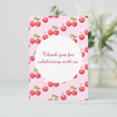 かわいいさくらんぼ1歳の誕生日パーティー サンキューカード (スタンド正面)