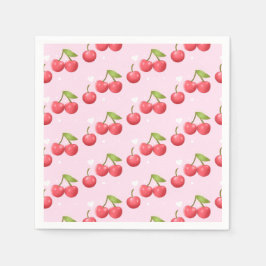 かわいいさくらんぼ1歳の誕生日パーティー スタンダードカクテルナプキン