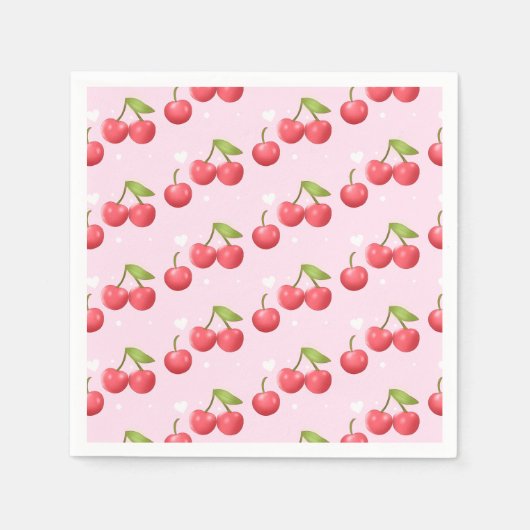 かわいいさくらんぼ1歳の誕生日パーティー スタンダードカクテルナプキン (正面)