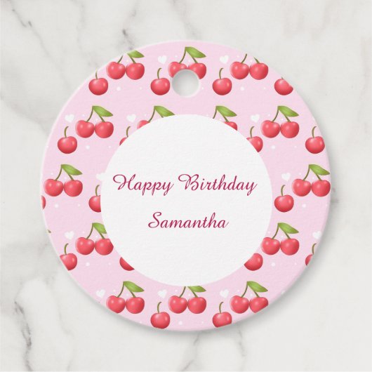 かわいいさくらんぼ1歳の誕生日パーティー フェイバータグ (正面)