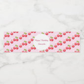 かわいいさくらんぼ1歳の誕生日パーティー ペットボトルラベル (シングルラベル)