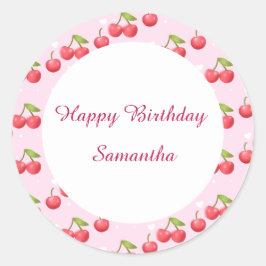 かわいいさくらんぼ1歳の誕生日パーティー ラウンドシール