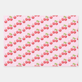 かわいいさくらんぼ1歳の誕生日パーティー ラッピングペーパーシート