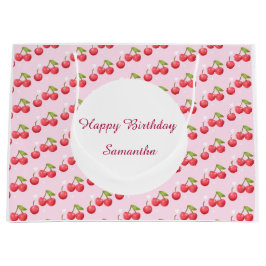 かわいいさくらんぼ1歳の誕生日パーティー ラージペーパーバッグ