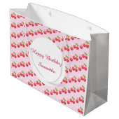 かわいいさくらんぼ1歳の誕生日パーティー ラージペーパーバッグ (裏面アングル)