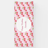 かわいいさくらんぼ1歳の誕生日パーティー 横断幕 (縦)