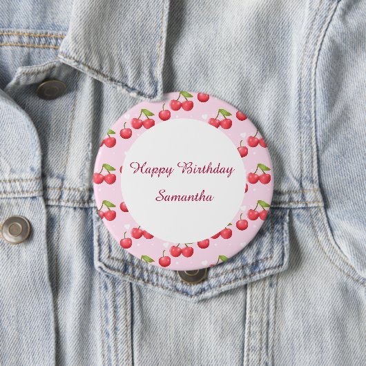 かわいいさくらんぼ1歳の誕生日パーティー 缶バッジ (インサイチュ)