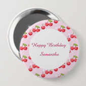 かわいいさくらんぼ1歳の誕生日パーティー 缶バッジ (正面&裏面)