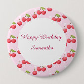 かわいいさくらんぼ1歳の誕生日パーティー 缶バッジ (正面)