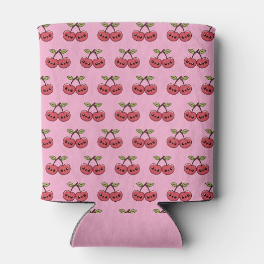 かわいいさくらんぼ – かわいいフルーツと笑顔顔 缶クーラー (裏面)