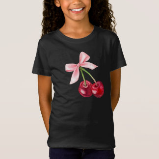 かわいいさくらんぼ&ボウグラフィックTシャツ Tシャツ