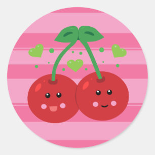 かわいいさくらんぼ ラウンドシール