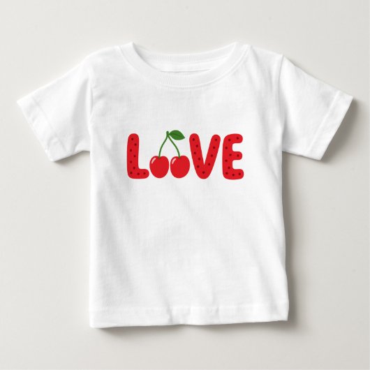 かわいいさくらんぼLOVE子供Tシャツ ベビーTシャツ (正面)