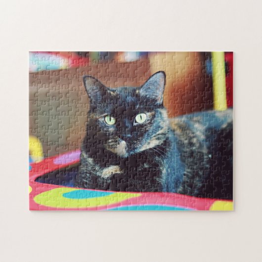 かわいいさばへび猫の子猫の肖像画 ジグソーパズル (横)