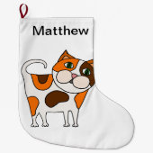 かわいいさらさの子猫猫の漫画 ラージクリスマスストッキング (正面)