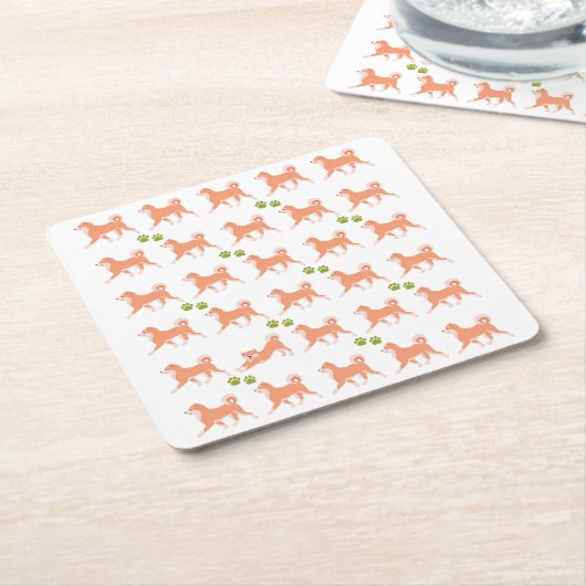 かわいいしばいぬがいっぱい スクエアペーパーコースター (アングル)