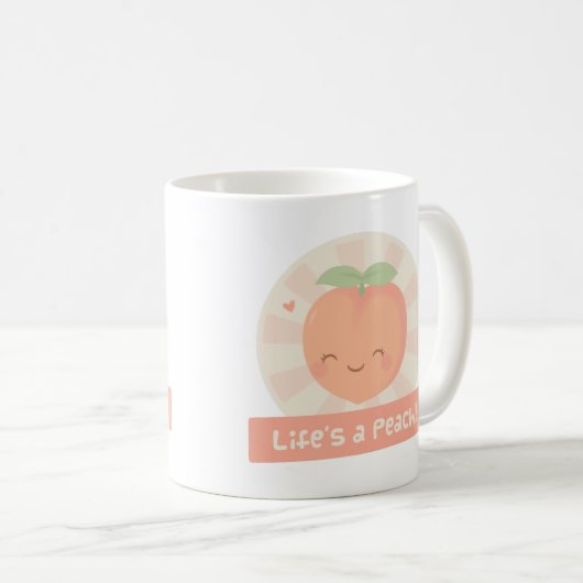 かわいいしゃれの生命はモモの食糧ユーモアのマグです コーヒーマグカップ (正面右)